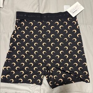 Marine Serre Black Shorts with Gold Crescent Pattern